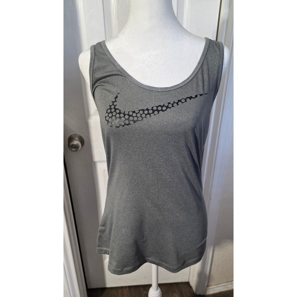 Nike Pro Womens Gray Dotted Swoosh Racerback Training Tank Top 708289-091 M